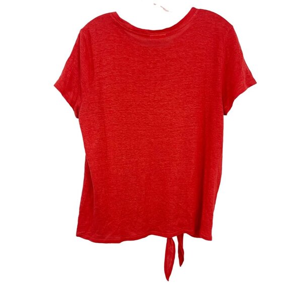 J. Jill Love Linen Tie Front Knotted Short Sleeve Top - Size Medium - Picture 3 of 8